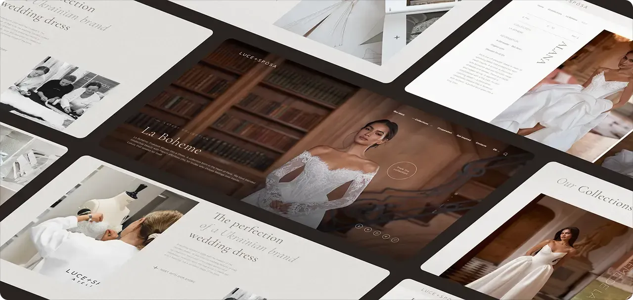 Luce Sposa wedding dress catalog with animated product pages